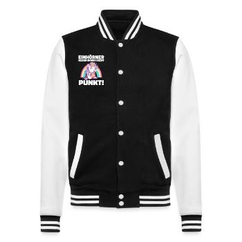 Einhorn Einhörner Fabelwesen Mystisch - College-Sweatjacke - Schwarz/Weiß - Vorne - Nik (191cm) & Marisol (170cm)