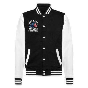 Pyrotechniker Feuerwerk Pyrotechnik - College-Sweatjacke - Schwarz/Weiß - Vorne - Nik (191cm) & Marisol (170cm)