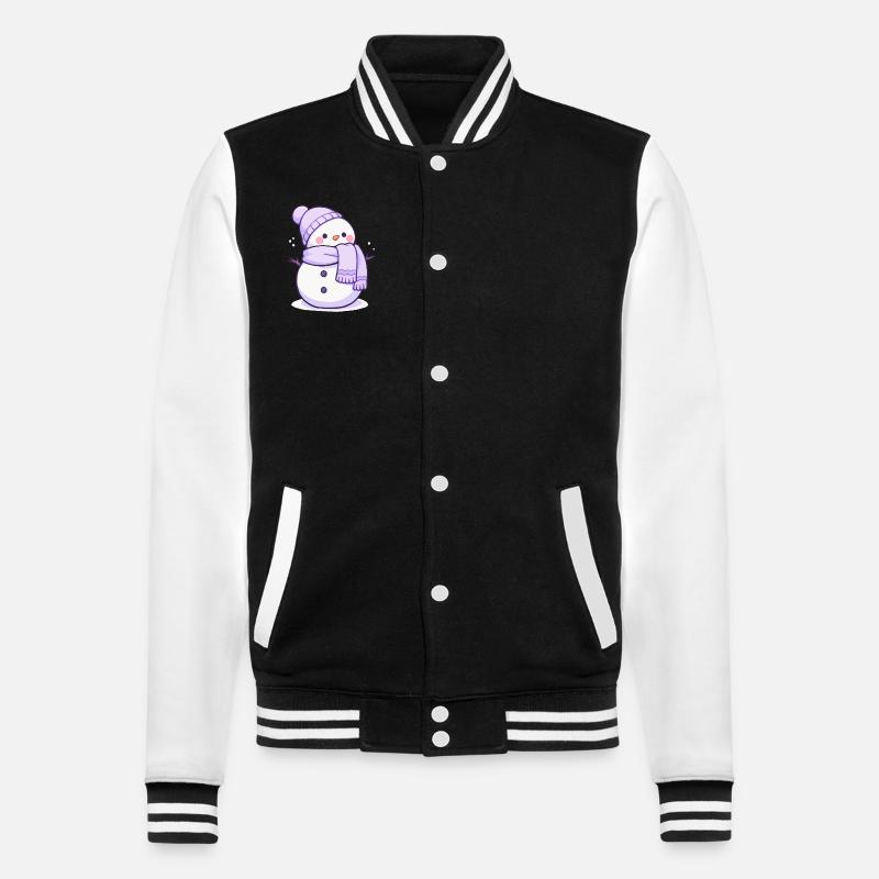 Süßer Weihnachts Schneemann - Festtags-Design - College-Sweatjacke - Schwarz/Weiß