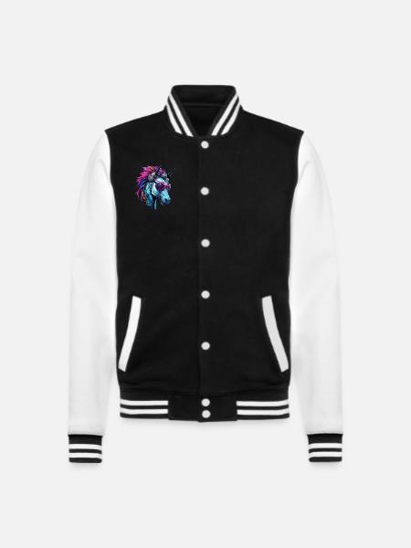 Cool Einhorn-Zweihorn - Cyberpunk Stil - College-Sweatjacke - Schwarz/Weiß