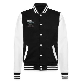Humour Idée Cadeau Personnalisé Prénom Romain - Veste Teddy - noir/blanc - Devant - Nik (191cm) & Marisol (170cm)