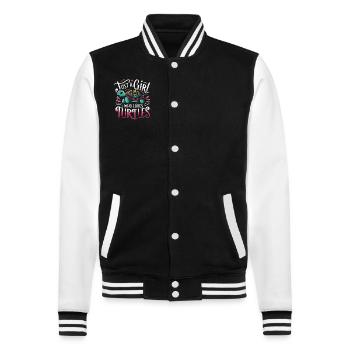 Turtle Sea Turtle Turtle Animal - College Sweat Jacket - black/white - Front - Nik (191cm) & Marisol (170cm)