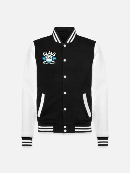 Robbe Robben Tier Seelöwe - College-Sweatjacke - Schwarz/Weiß