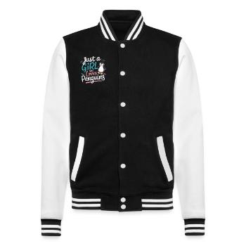 Pinguin Pinguine Tier - College-Sweatjacke - Schwarz/Weiß - Vorne - Nik (191cm) & Marisol (170cm)