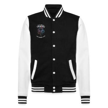 Pyrotechniker Feuerwerk Pyrotechnik - College-Sweatjacke - Schwarz/Weiß - Vorne - Nik (191cm) & Marisol (170cm)
