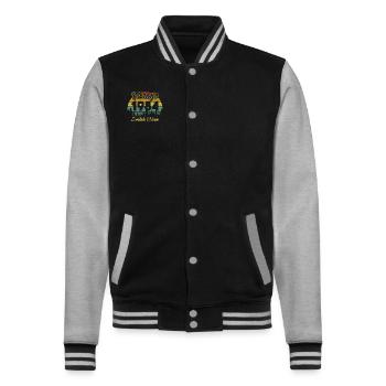 Jahrgang 1984 limitierte Auflage - College-Sweatjacke - Schwarz/Grau meliert - Vorne - Nik (191cm) & Marisol (170cm)