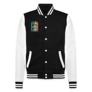 Level 4 freigeschaltet - College-Sweatjacke - Schwarz/Weiß - Vorne - Nik (191cm) & Marisol (170cm)