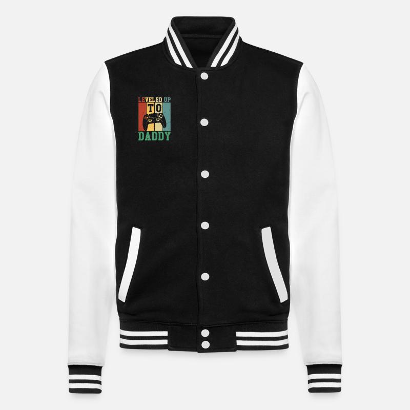 Leveled Up To Daddy - College Sweat Jacket - black/white