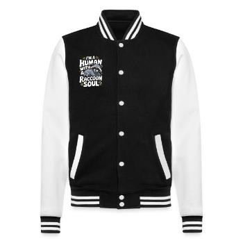 Raccoon - College Sweat Jacket - black/white - Front - Nik (191cm) & Marisol (170cm)