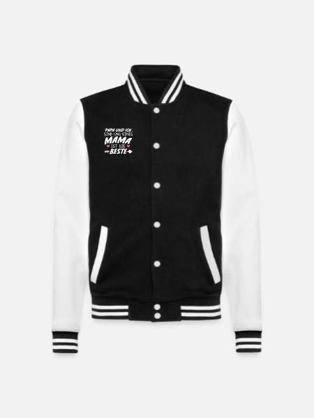 Papa Ich sind uns Einig Mama ist die Beste - College-Sweatjacke - Schwarz/Weiß