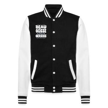 Beau gosse Gers cadeau homme gersois - Veste Teddy - noir/blanc - Devant - Nik (191cm) & Marisol (170cm)