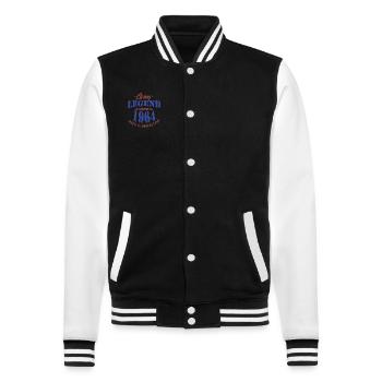 Lebende Legende seit 1964 Geburtstag - College-Sweatjacke - Schwarz/Weiß - Vorne - Nik (191cm) & Marisol (170cm)