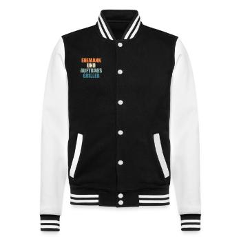 Papa Ehemann Auftragsgriller Barbecue Grill - College-Sweatjacke - Schwarz/Weiß - Vorne - Nik (191cm) & Marisol (170cm)