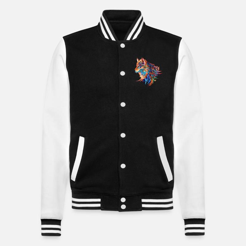 Wolf - College-Sweatjacke - Schwarz/Weiß