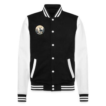 Hirsch - College-Sweatjacke - Schwarz/Weiß - Vorne - Nik (191cm) & Marisol (170cm)