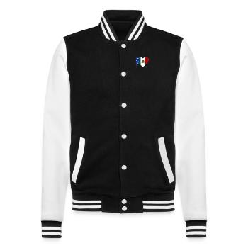 Australia Mexico Flag Heart - College Sweat Jacket - black/white - Front - Nik (191cm) & Marisol (170cm)