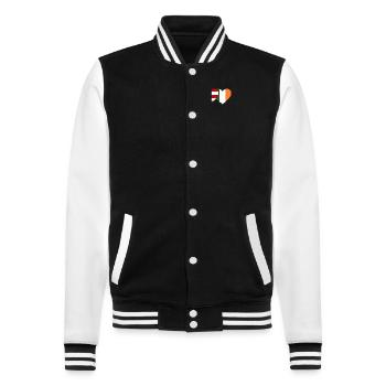 Puerto Rico Ireland Flag Heart - College Sweat Jacket - black/white - Front - Nik (191cm) & Marisol (170cm)