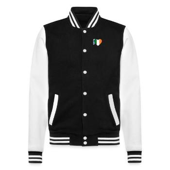 Uruguay Irland Herz Flagge - College-Sweatjacke - Schwarz/Weiß - Vorne - Nik (191cm) & Marisol (170cm)