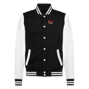 Cœur du drapeau de l’Arménie Canada - Veste Teddy - noir/blanc - Devant - Nik (191cm) & Marisol (170cm)