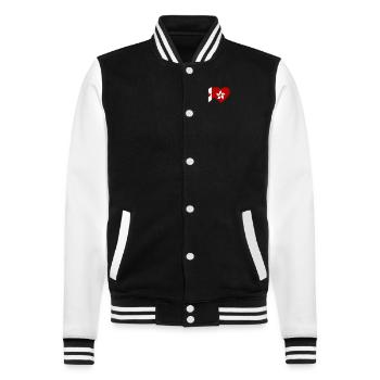 Canada Hong Kong Flag Heart - College Sweat Jacket - black/white - Front - Nik (191cm) & Marisol (170cm)