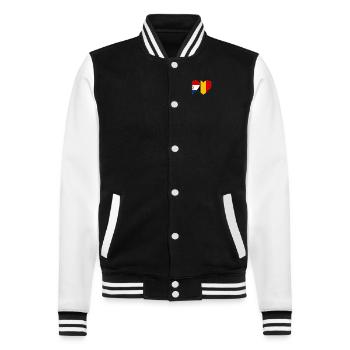 Paraguay Belgium Heart Flag - College Sweat Jacket - black/white - Front - Nik (191cm) & Marisol (170cm)