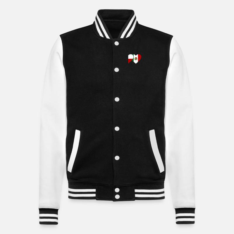 Pologne Mexique Drapeau Coeur - Veste Teddy - noir/blanc