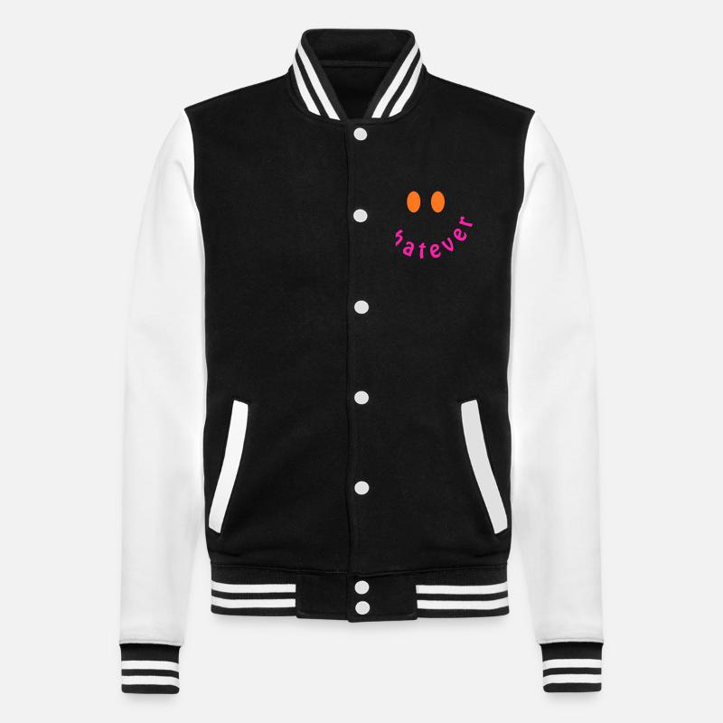 Whatever Smile - Lustiges Y2K Statement Design - College-Sweatjacke - Schwarz/Weiß