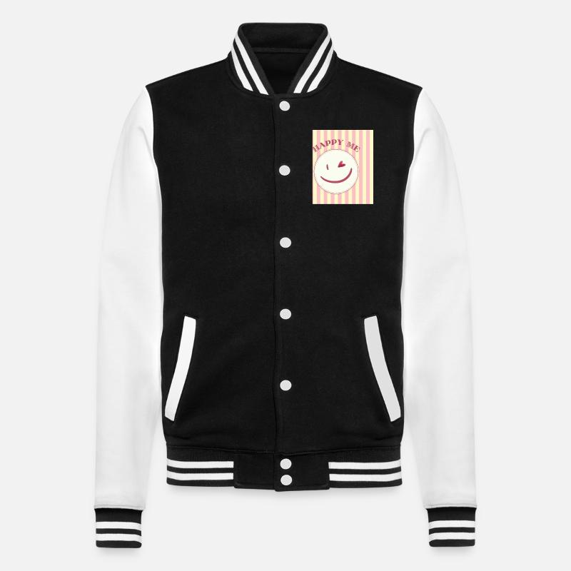 Smile on stripe pattern - College Sweat Jacket - black/white