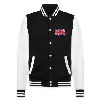 Flagge Großbritannien - College-Sweatjacke - Schwarz/Weiß - Vorne - Nik (191cm) & Marisol (170cm)