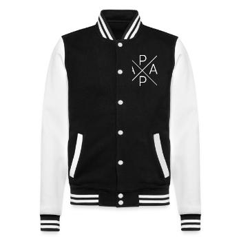 Papa Outfit stolzer Papa Vatertag  - College-Sweatjacke - Schwarz/Weiß - Vorne - Nik (191cm) & Marisol (170cm)