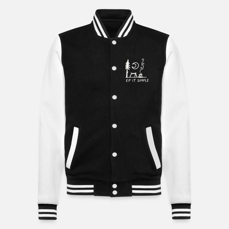 Minimal Camping Skizze: Keep It Simple - College-Sweatjacke - Schwarz/Weiß