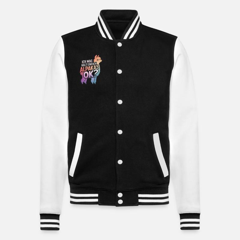 Alpaca Llama - College Sweat Jacket - black/white