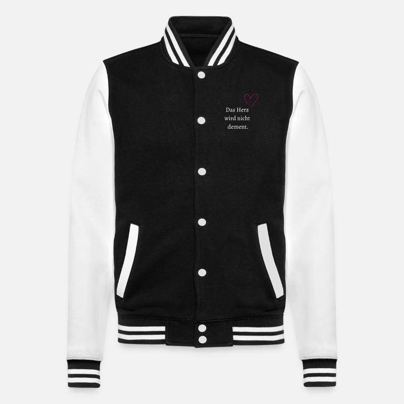 Das Herz wird nicht dement. - College-Sweatjacke - Schwarz/Weiß