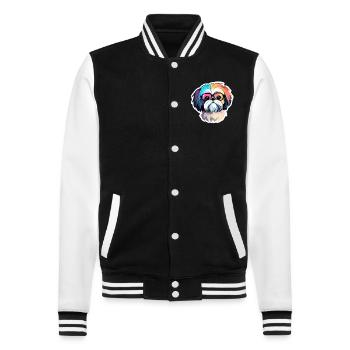 Shih Tzu Dog Drawing - College Sweat Jacket - black/white - Front - Nik (191cm) & Marisol (170cm)