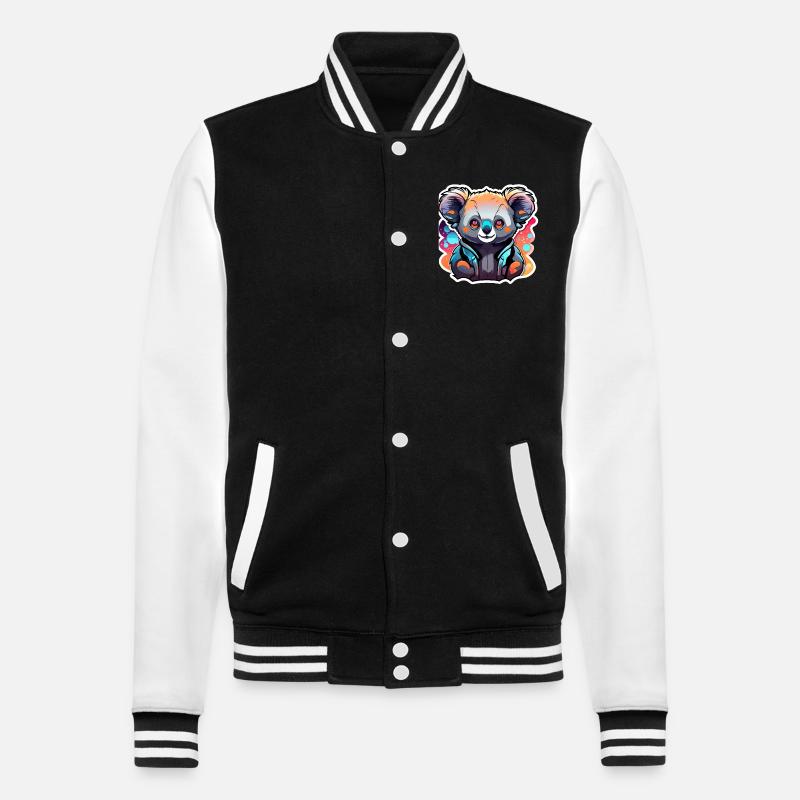 Koala Drawing - College Sweat Jacket - black/white