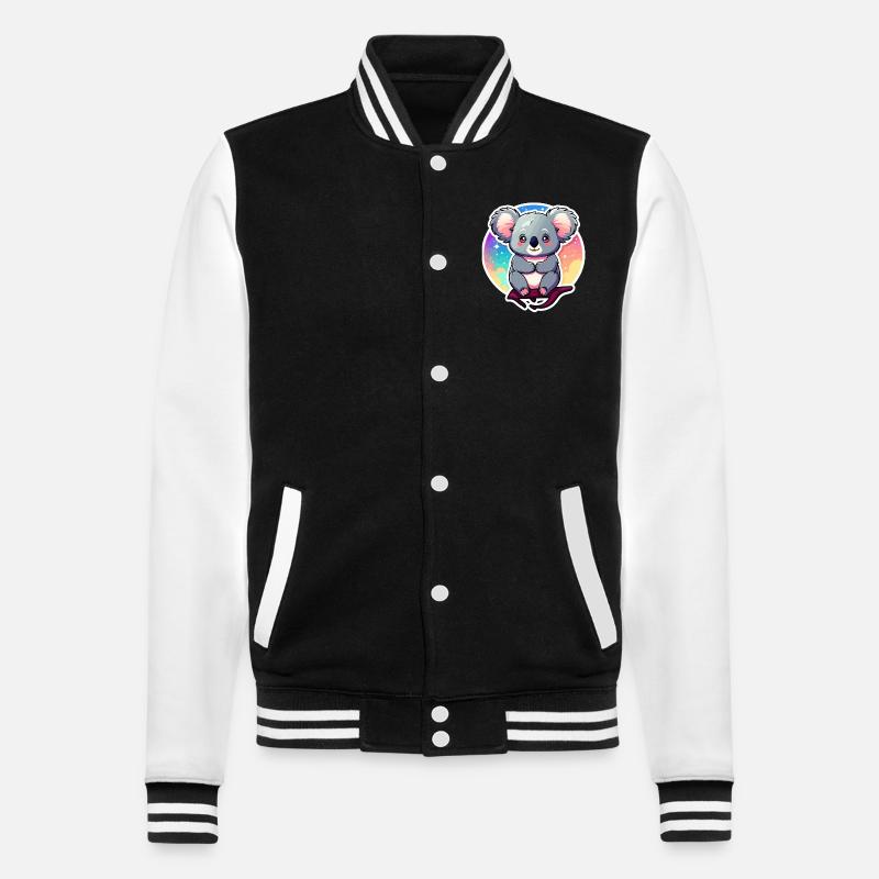 Koala Drawing - College Sweat Jacket - black/white