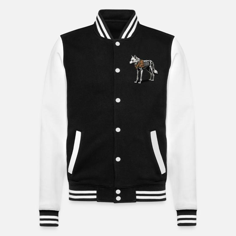 Wolf Skeleton Illustration - College Sweat Jacket - black/white