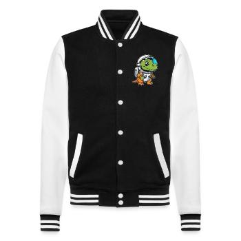 Dinosaurier Astronaut Illustration - College-Sweatjacke - Schwarz/Weiß - Vorne - Nik (191cm) & Marisol (170cm)