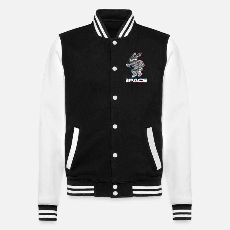 Abstrakter Space Bunny mit 3D-Effekt - College-Sweatjacke - Schwarz/Weiß