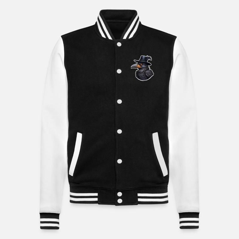 Crow with hat halloween - College Sweat Jacket - black/white