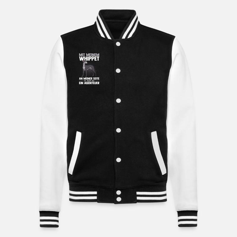 Hund Whippet - College-Sweatjacke - Schwarz/Weiß