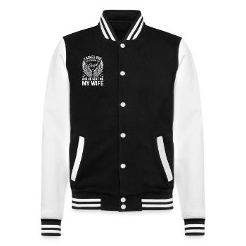 Frau Ehefrau Partnerin Familie Verheiratet - College-Sweatjacke - Schwarz/Weiß - Vorne - Nik (191cm) & Marisol (170cm)