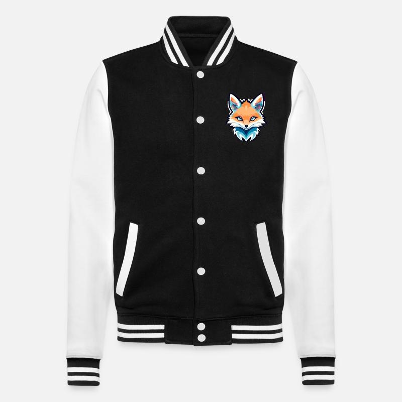 Fox Drawing - College Sweat Jacket - black/white