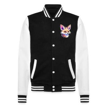 Wüstenfuchs Fennek Zeichnung - College-Sweatjacke - Schwarz/Weiß - Vorne - Nik (191cm) & Marisol (170cm)