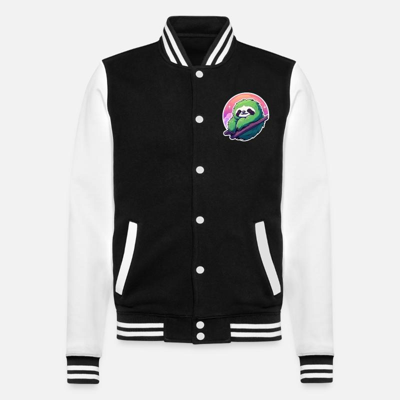 Sloth Drawing - College Sweat Jacket - black/white