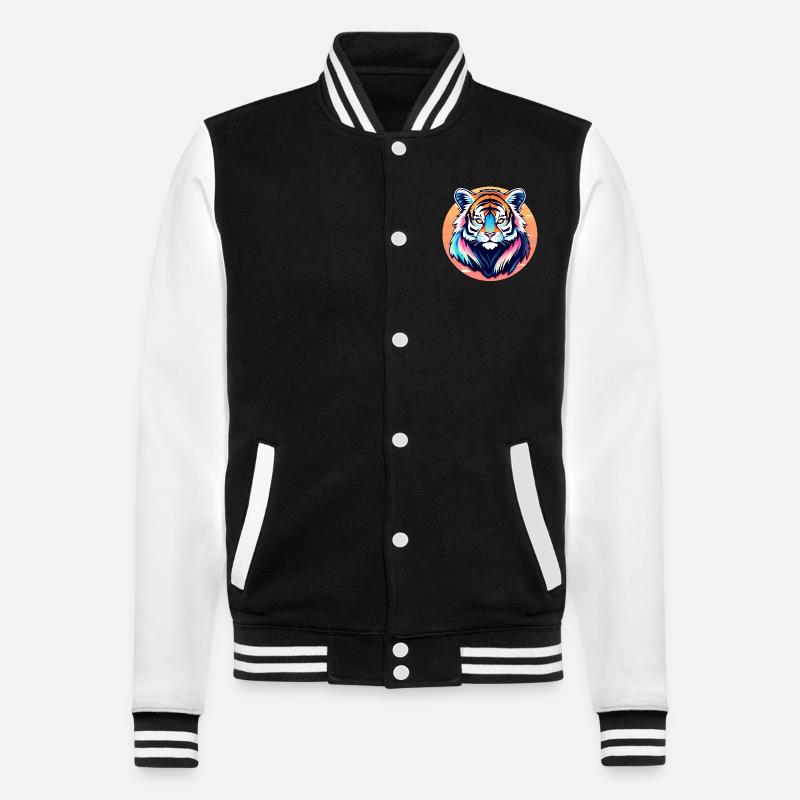 Tiger Illustration - College Sweat Jacket - black/white