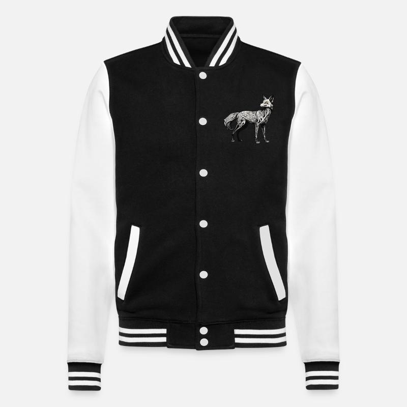 Fox Skeleton Illustration - College Sweat Jacket - black/white