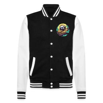 Sleeping Sloth Illustration - College Sweat Jacket - black/white - Front - Nik (191cm) & Marisol (170cm)