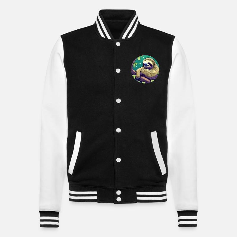 Sleeping Sloth Illustration - College Sweat Jacket - black/white