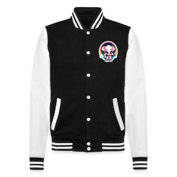Elefant Astronaut Illustration - College-Sweatjacke - Schwarz/Weiß - Vorne - Nik (191cm) & Marisol (170cm)